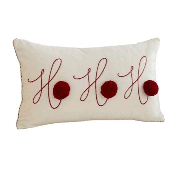 Ho Ho Ho Pom Pom Pillow Cover - Picture 6 of 9